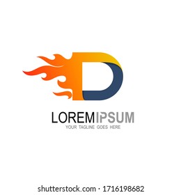 Fire logo with letter D initial logo template, fire, letter d, and danger icon