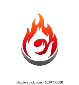 Fire Logo With Letter E Initial Logo Template