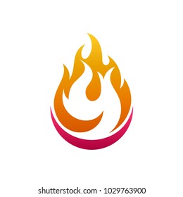 Fire Logo With Letter Y Initial Logo Template