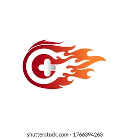 logotipo de incendio con ilustración de diseño de meteoritos, logotipo de cometa