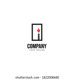 Logo de incendios en línea cuadrada