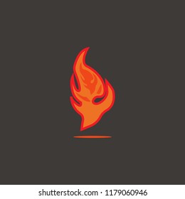 a fire logo with an orange red and angry face