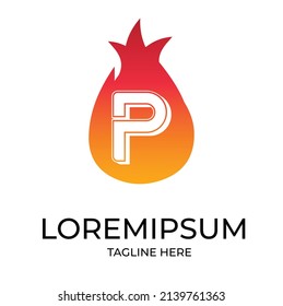 Vector de diseño de logotipo de logotipo de logotipo de incendio P carta