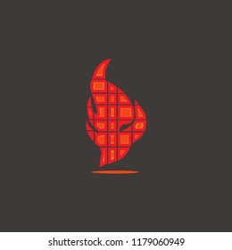 fire logo with red orange and face and lines