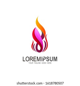 Fire logo . Red, yellow fire. Icon illustration for design, simple logo design