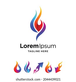 fire logo set with multiple concept