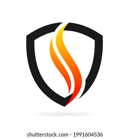 fire logo in shield symbol