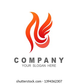 Fire logo with simple look and hot icon 