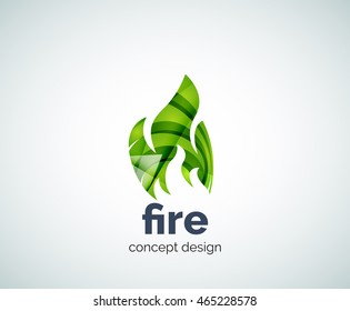 Fire logo template, abstract geometric glossy business icon