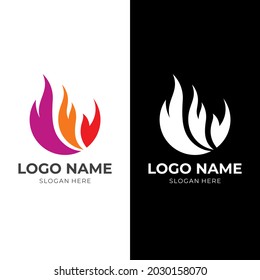 fire logo template with flat colorful style