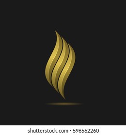 Fire Logo Template. Golden Gas Oil Company Emblem, Petroleum Sign