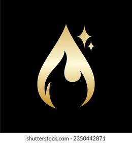 Fire logo template vector, black white, sparks illustration