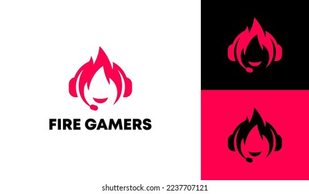 Fire logo using headset. Suitable for gamers or e-sport club logos