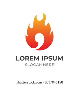 fire logo vector with flat orange color style
