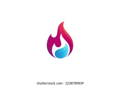 fire logo with water element in simple design concept