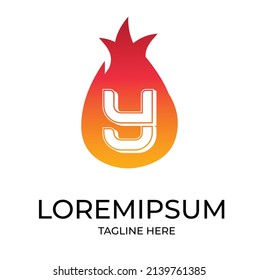 Fire Logo Y Letter Flame Logo Design Concept Vector