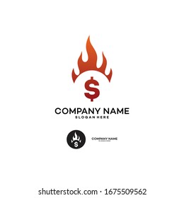 Fire logo,fire coin logo design template - vector.
