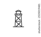 Fire lookout tower line icon. linear style sign for mobile concept and web design. Fire watch tower outline vector icon. Symbol, logo illustration. Vector graphics