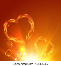 Fire love hearts. Vector illustration.