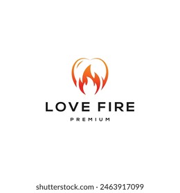 Fire of love logo design template flat vector