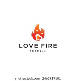 Fuego de amor logo diseño Plantilla Vector plano