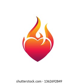 Fire love Logo designs concept, Heart Fire logo symbol icon