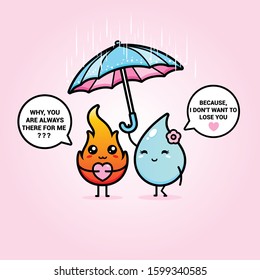 Fire love water vector design