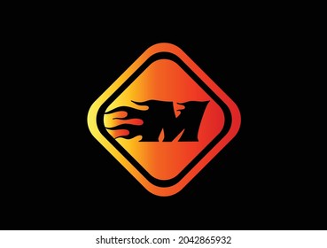 Plantilla de diseño de iconos y logotipos de letras M de fuego