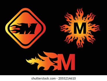 Fire M Letter Logo And Icon Design Template