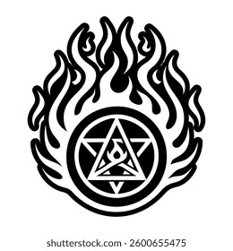 Fire magic icon in glyph style