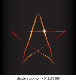 Fire Magic Star with Light. Devilish mark. Vector
