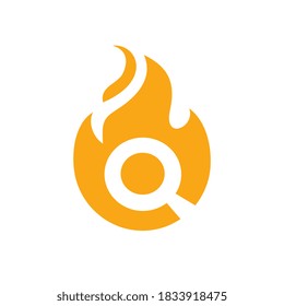 Fire and magnify glass logo template, burning lup icon, find the fire concept - Vector