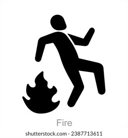 Concepto de icono de fuego y macho