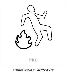 Concepto de icono de fuego y macho