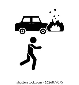 Fire, man, car icon. Simple pictogram of human and fire icons for ui and ux, website or mobile application