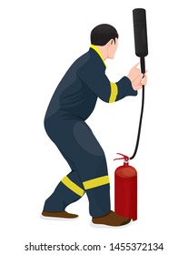 the fire man and fire extinguisher vector design