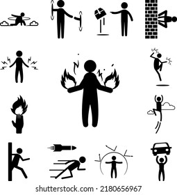 fire man icon in a collection with other items