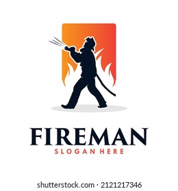 Fire Man and fire Logo Design template