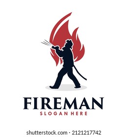 Fire Man and fire Logo Design template