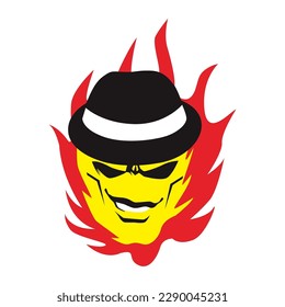 Fire Man Patch V65 Patch Streetwear, Urban Design White and Black Colors Patch Commercial Use