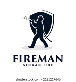 Fire Man and shield Logo Design