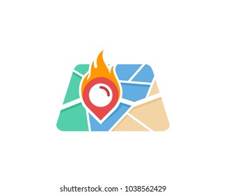 Fire Map Icon Logo Design Element