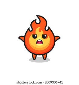 fire mascot character saying I do not know , cute style design for t shirt, sticker, logo element