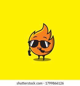 mascota de fuego en estilo fresco