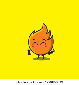 a fire mascot with a cute expression