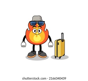 fire mascot doing vacation , character design
