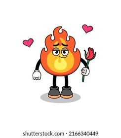fire mascot falling in love , character design