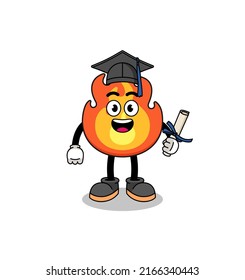 fire mascot with graduation pose , character design