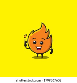 the fire mascot who made a small fire with his finger