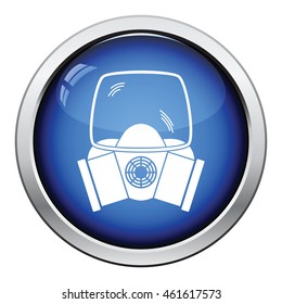 Fire mask icon. Glossy button design. Vector illustration.
